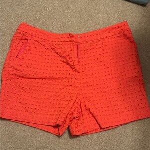 Boden Vibrant Coral Eyelet Shorts